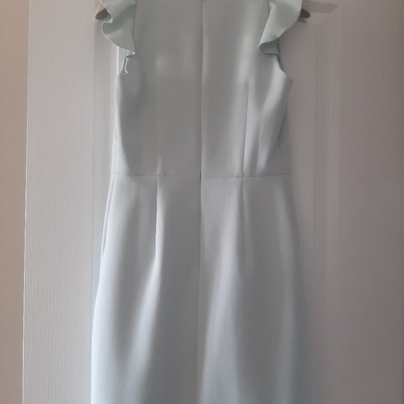 NWOT Ann Taylor Light Blue Green Sleeveless Dress with Ruffles - Picture 7 of 14